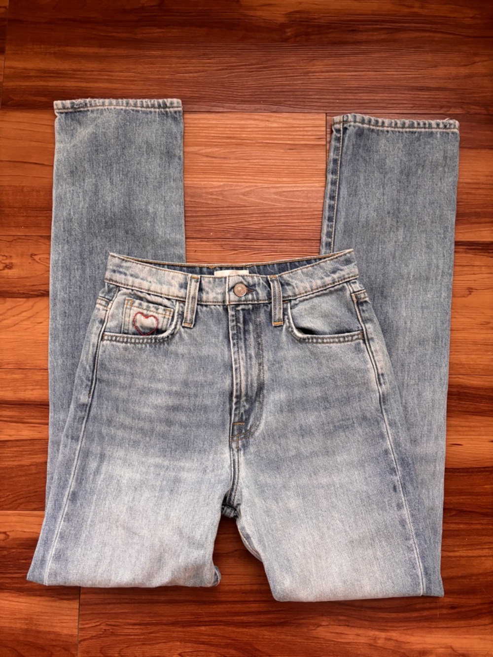 7 For All Mankind Light Blue Straight Leg Jeans - Picture 2 of 9